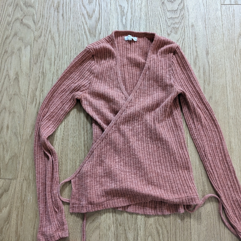 Madewell ribbed wrap top size small